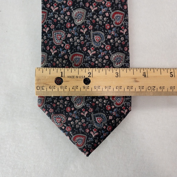 Christian Dior Tie 100% Silk Black Hearts Designer - Picture 4 of 7